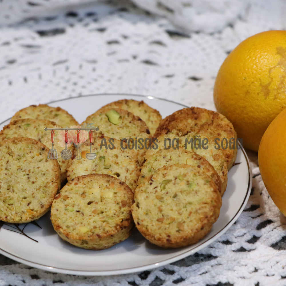 Bolachas Salgadas de Pistácio e Laranja